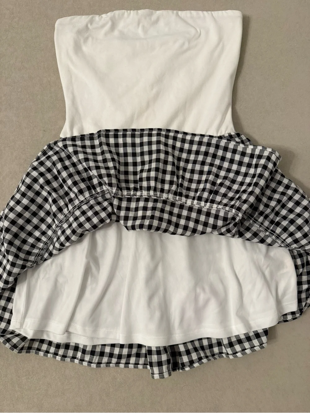Thirty Thirty Strapless Gingham Tiered Mini Dress Size M Black White NWT - Picture 9 of 17